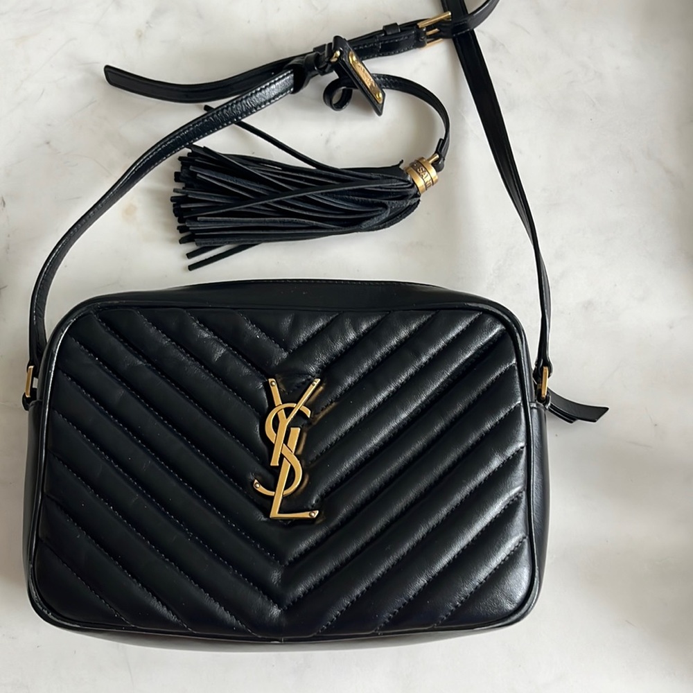 YSL Medium Quilted Camera Bag (black)